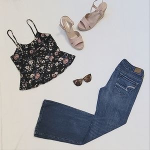 AE Crop Top, & Glamorous Wedges